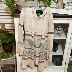 MUDD SMALL Tan brown peach/pink cardigan/sweater with hood light weight